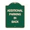 Signmission Additional Parking in Back Heavy-Gauge Aluminum Architectural Sign, 24" x 18", G-1824-24351 A-DES-G-1824-24351 - alternate 1